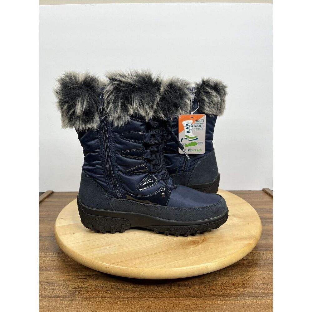 Flexus‎ Spring Step Stormy Boots for Women Faux Fur Color Navy Size 6 M